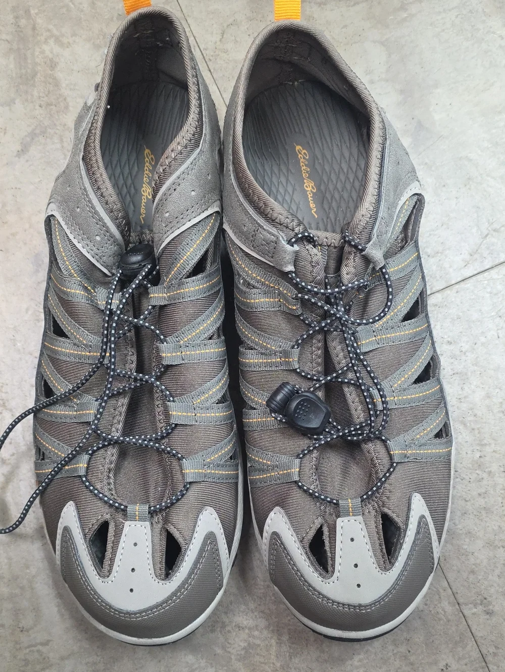 Eddie Bauer Gray Strappy Outdoor Sandals with Bungee Lacing